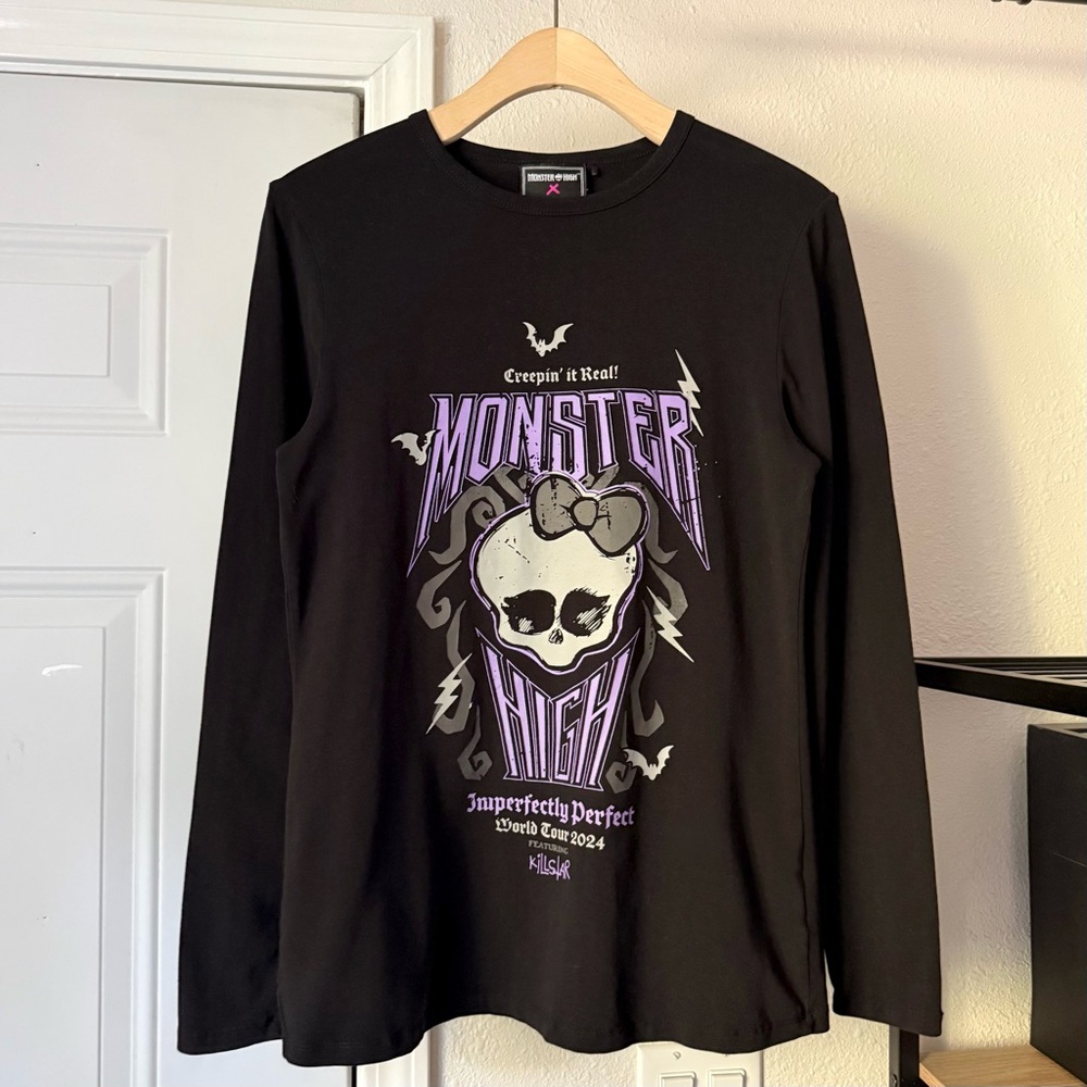 KILLSTAR x MONSTER HIGH‎ black logo cotton crew neck long sleeve tee top shirt